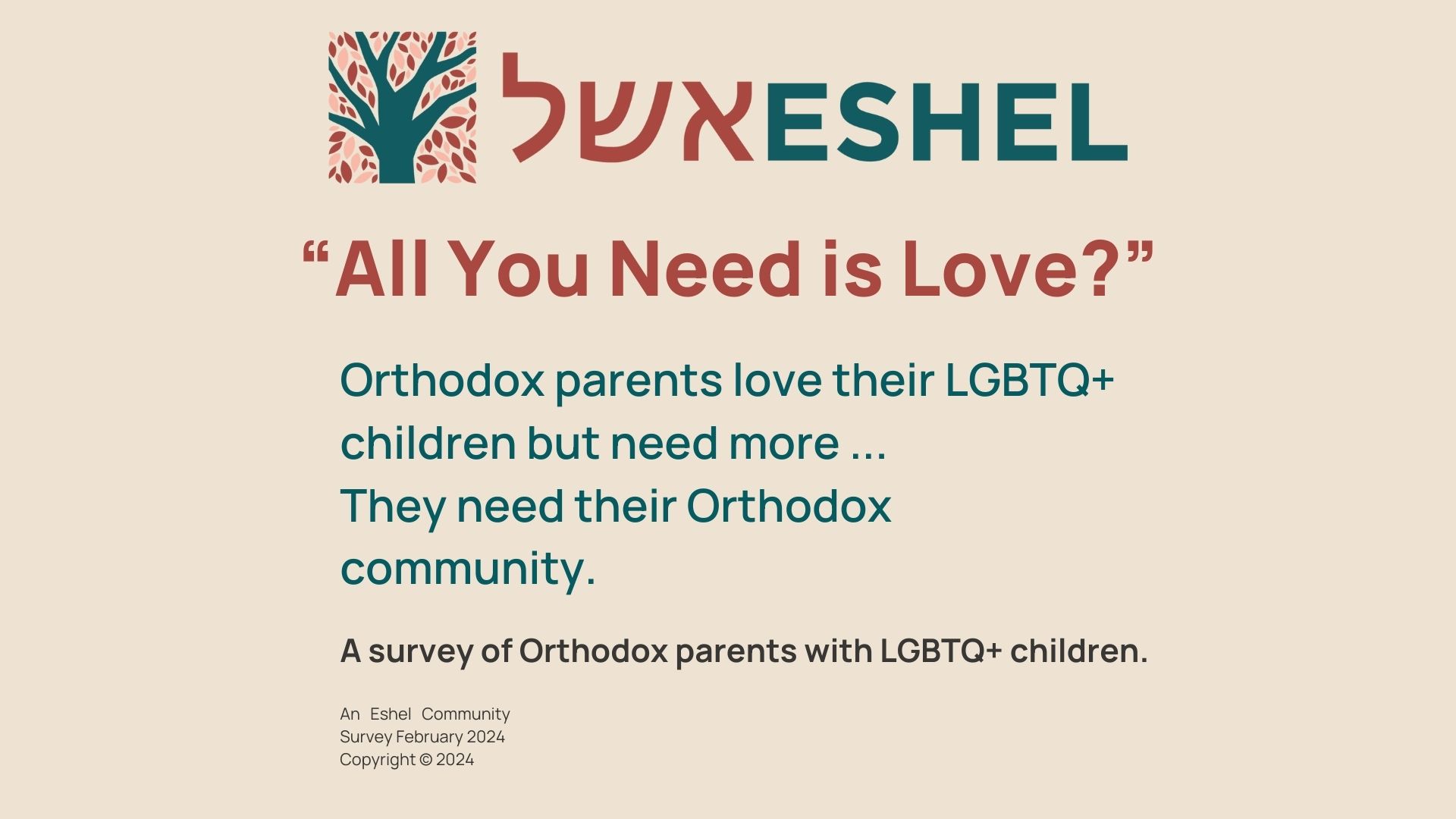 “All You Need is Love?” Orthodox parents love their LGBTQ+ children but need more ...They need their Orthodox community. A survey of Orthodox parents with LGBTQ+ children. 